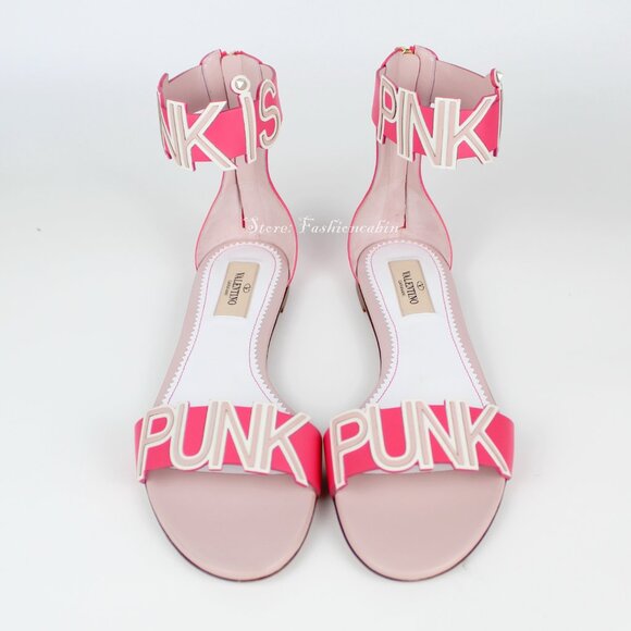 NEW VALENTINO GARAVANI Pink Leather Sandals - Picture 4 of 13